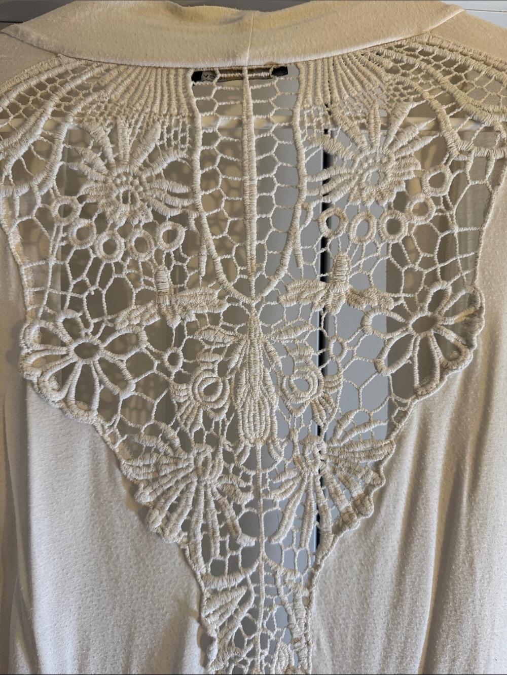 Crochet Back Detail Cream Women’s Top - Picture 1 of 6